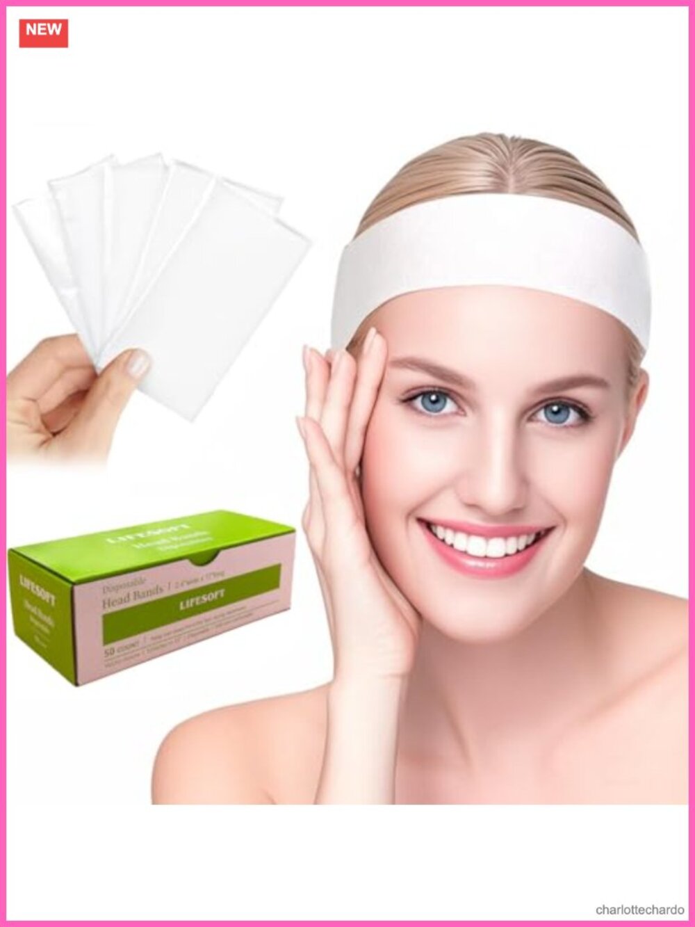 Disposable Facial Spa Headbands Elastic Hair Wrap Closure 50 Pack